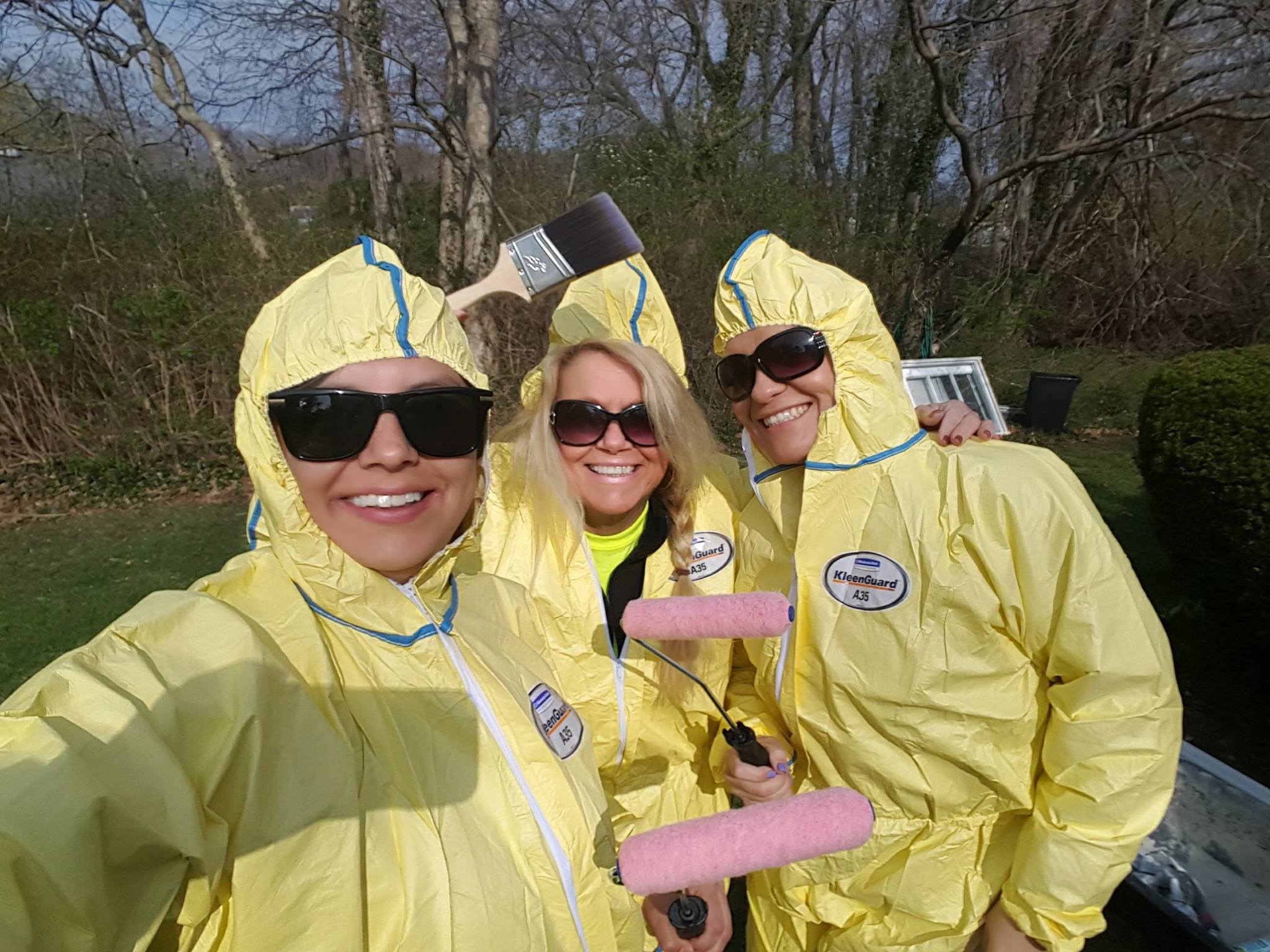 community service paint roller and paint brush jump suits women
