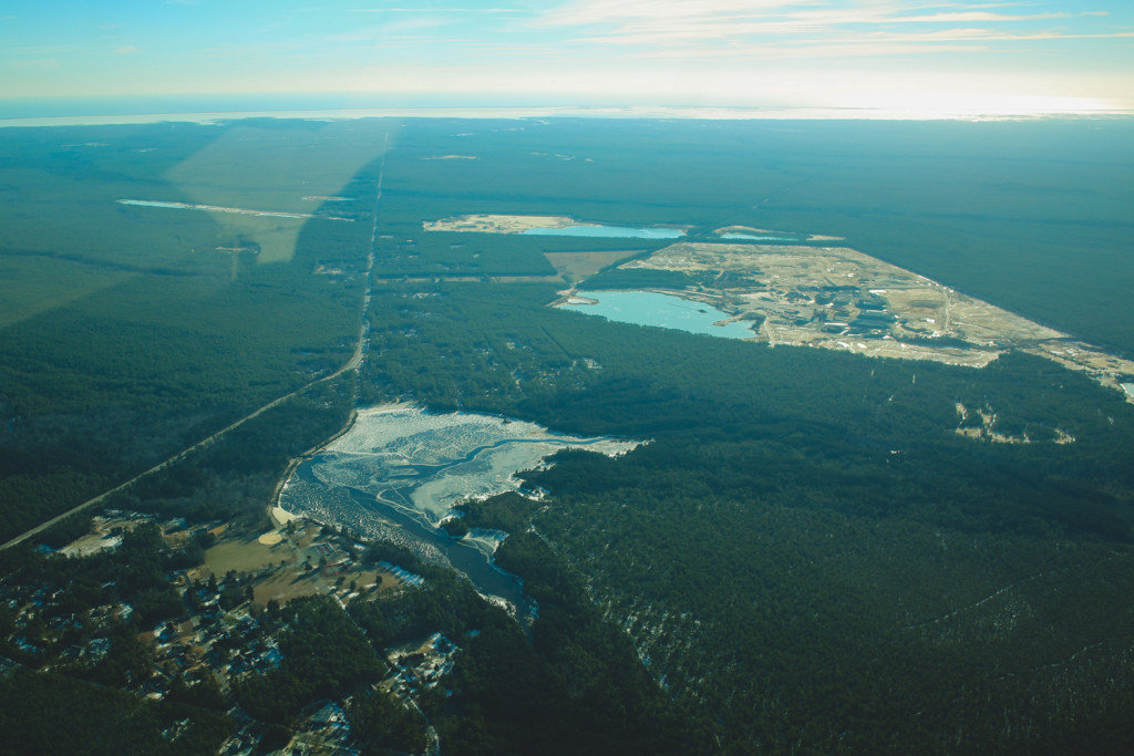 Aerial view of Bamber Lake with Lacey in the background