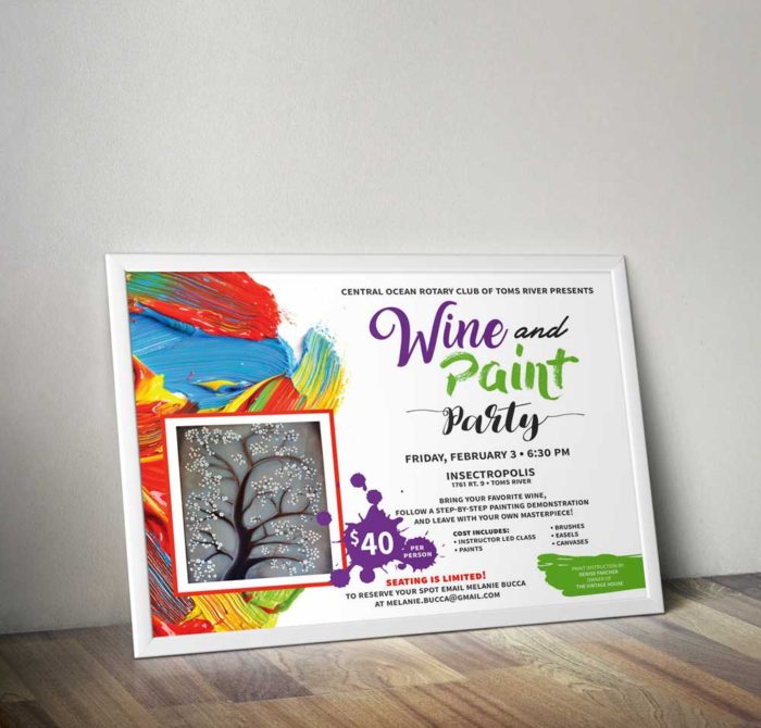 Rotary Wine and Paint Party flyer poster