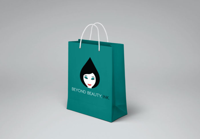 Beyond Beauty Ink permanent makeup logo mockup shopping bag
