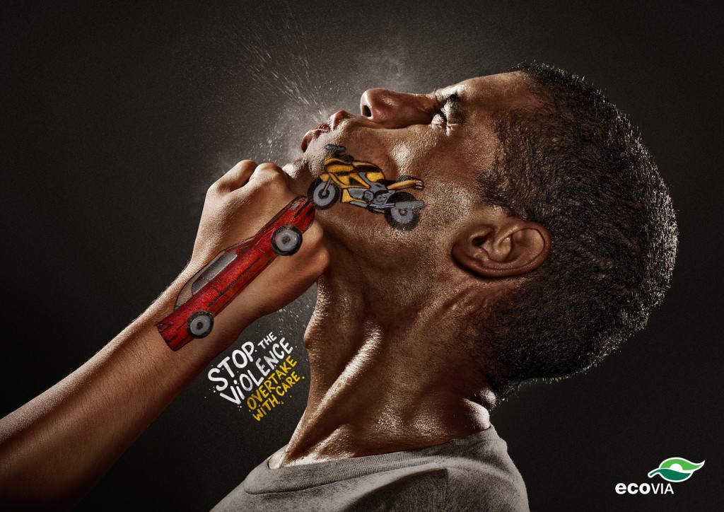 Drive safe ads. Stop the violence. Overtake with care.