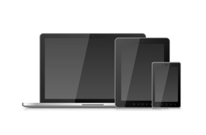 Laptop Smartphone Mobile and Tablet PC with Blank Screen isolated on white background