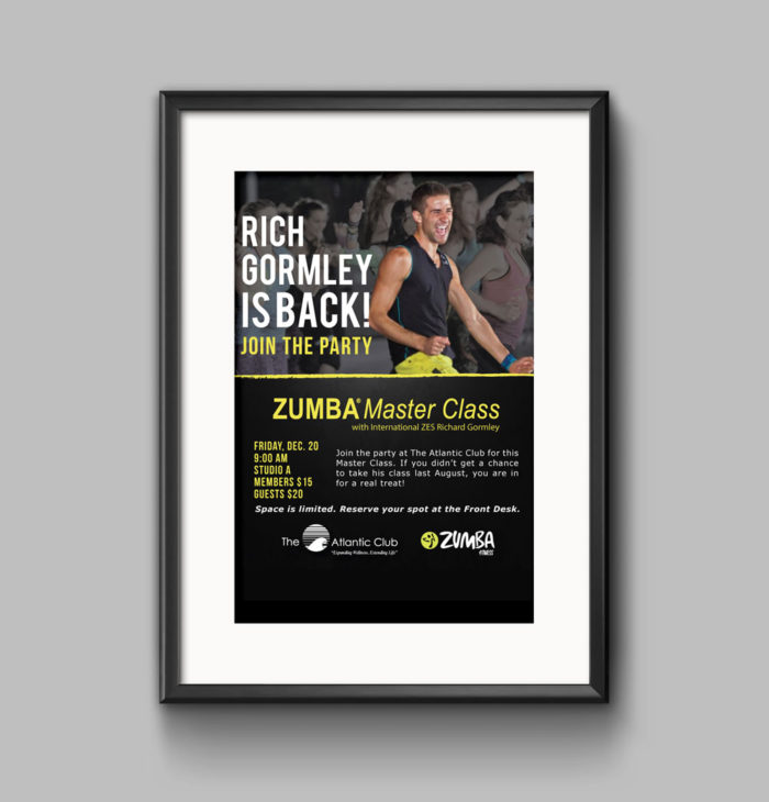 Zumba flyer for The Atlantic Club